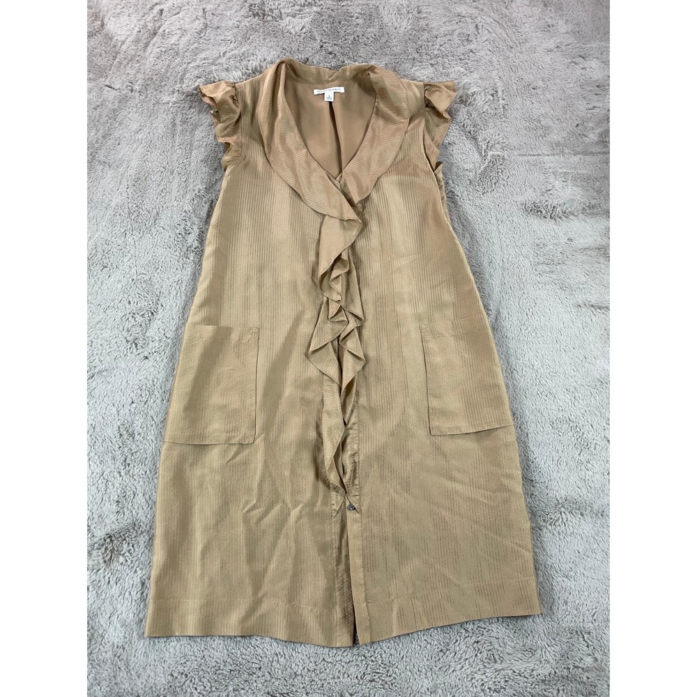 Banana Republic Women's Silk Sleeveless Ruffle Front Duster Size 6 Career Classy